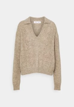 Samsøe Samsøe NETA V-NECK POLO - Jumper - Brown Melange -Samsøe Sales Store 36d33d79fc0a4582aadd54f8429becea