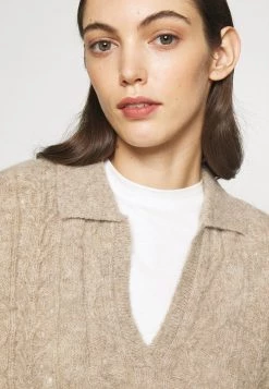 Samsøe Samsøe NETA V-NECK POLO - Jumper - Brown Melange -Samsøe Sales Store 89cb74459d19455fa9c92463610459d9