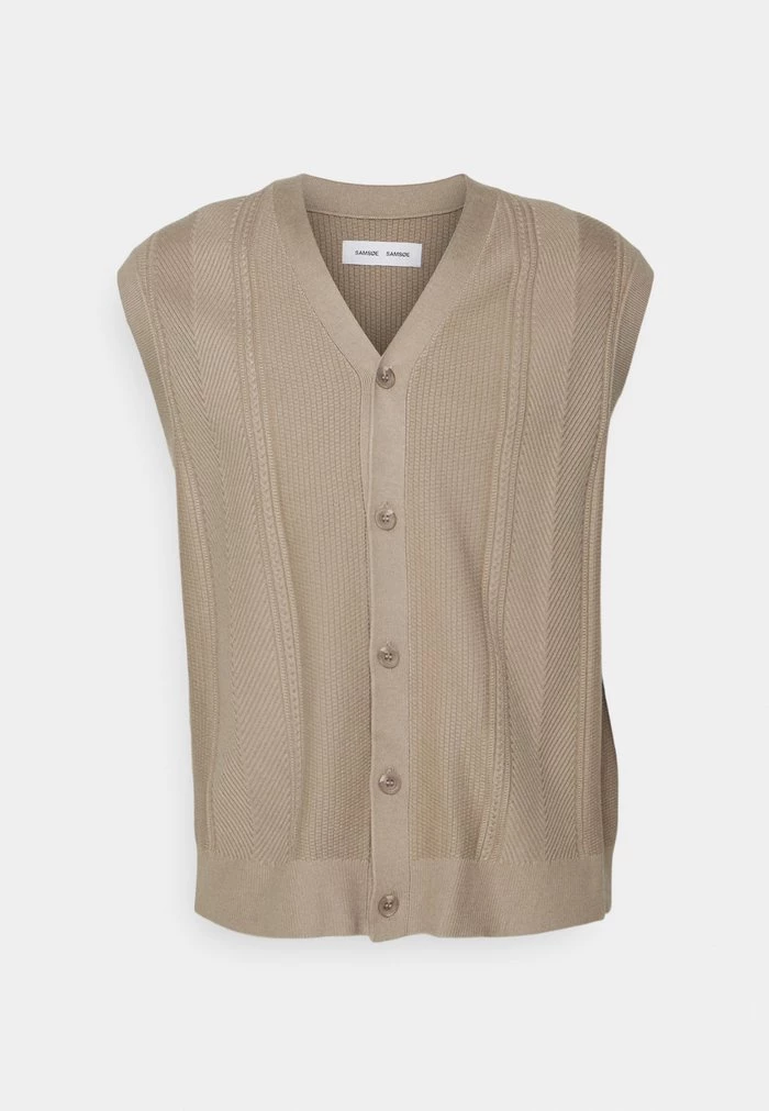 Samsøe Samsøe LEWIS CARDIGAN VEST - Waistcoat - Beige 3 Samsøe Samsøe LEWIS CARDIGAN VEST - Waistcoat - Beige
